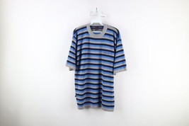 Vtg Phat Farm Mens Large Spell Out Baggy Fit Striped Knit Short Sleeve Sweater - £45.88 GBP