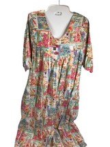 Vintage Dress Handmade Floral Mumu House One Size Boho side pockets - $29.67