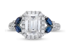 Vera Wang Love Emerald Cut Simulated Diamond Sapphire Women Wedding Promise Ring - £49.06 GBP