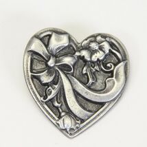Heart Pin Brooch White Swan Pewter 1991   1-1/4" - $5.87