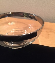 Vintage 60s MCM Silver Ombre rimmed 4.75" small glass bowl image 5