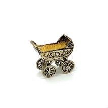 Vtg Sterling Sign 800 Italian Baby Carriage Pram Movable Wheels Figure Miniature - £35.05 GBP