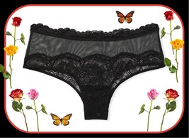 XL  NOIR Black Scallop Floral Lace Mesh Very Sexy Cheeky Victorias Secret Panty - £10.38 GBP