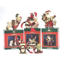 Kurt S. Adler Snowfolk Snowtown Figurines Lot Of 4 Santa, Dog, Penguin, Family  - $28.04