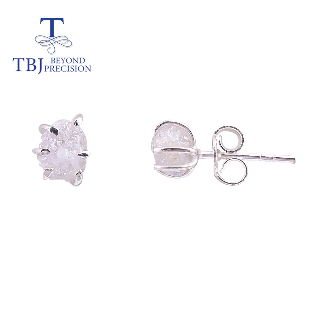 Natural 1.55CT diamond Rough earring real africa diamond fine jewelry 925 sterli - £104.91 GBP