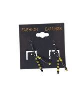 Black Yellow Seed Bead Dangle Drop Tassel Earrings Womens Costume Jewelry - $14.89