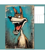  Street Art Delight: Graffiti Dog with a Big Smile Blue Background Postcard - £4.73 GBP