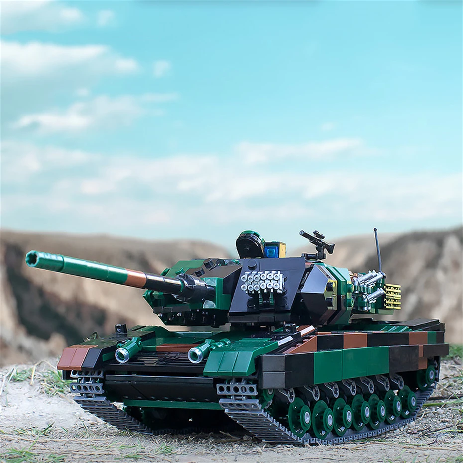 1346pcs WW2 Toy Model Bricks  Military Panzer Series  Leopard 2A6 Main Battle - £51.29 GBP