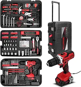 Home Tool Set Kit - 286 Pcs Home Auto Repair Tool Kit With Rolling Tool Box, Mec - £210.38 GBP