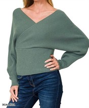 Zenana Mandy Ribbed Knit Wrap Sweater Size L - $33.66