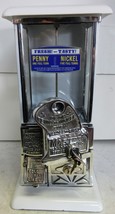 Master Penny/Nickel Round Gumball Vender Machine 1930&#39;s White Porcelain - £1,088.87 GBP