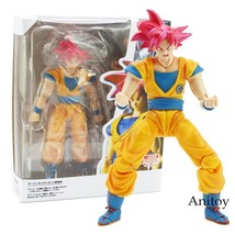 SHF S.H.Figuarts Anime Dragon Ball Super Saiyan God Son Goku Red Hair PVC Figure - £236.23 GBP