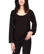 MSRP $88 Michael Kors Contrast-Sleeve Top Black Size Medium NWOT - £9.14 GBP