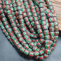 Atemberaubende Wassermelone Chevrons Venezianischer Stil Perlen Strang 9mm - €37,60 EUR