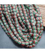 Atemberaubende Wassermelone Chevrons Venezianischer Stil Perlen Strang 9mm - $44.07