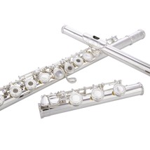 Hand-Engraved Silver Plated High Grade Flute 17 Hole Open/Closed C Flute... - $322.99