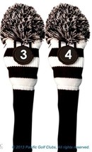 black pom pom LIMITED EDITION knit longneck golf club 3 &amp; 4 hybrid head covers - £41.33 GBP