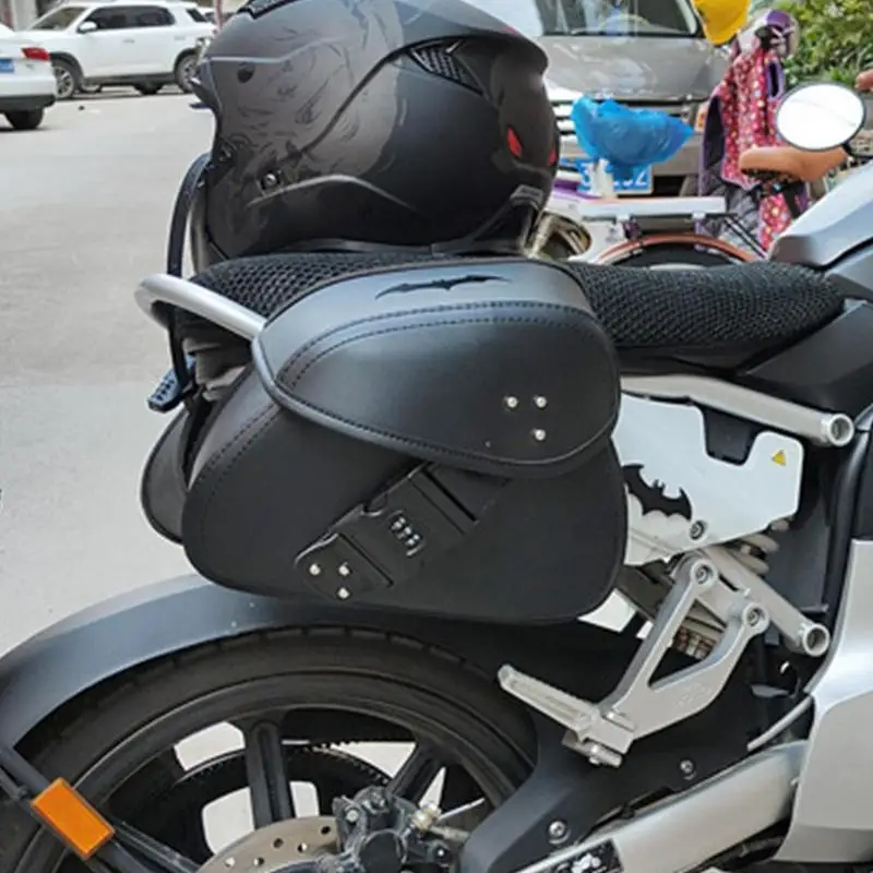 Retro PU Leather Motorcycle Saddlebag Saddle Bags Pouch Storage Case Side Lugg - £29.69 GBP