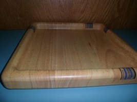  10-Inch Square  Wood Serving Tray/ dishStudio Nova. New light wood blue stripe - $14.84