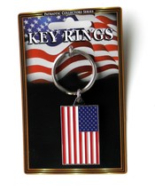 Usa United States Flag Stars Stripes Metal Enamel Keyring Key Chain 1.5 Inches - $8.50