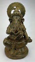 Antique Chola Style Indian Bronze Seated Ganesha Statue - 38cm/15&quot; - $622.95
