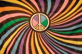 RAINBOW PEACE FLAG FL066 flags banners rainbows banner - $4.74