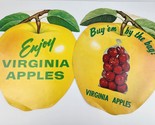 True vintage (2) Virginia Apples Die cut Cardboard Signs 16&quot; tall VA Fru... - $69.29