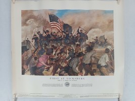 1955 Print of the 1863 1st at Vicksburg Mississippi US Army Poster 24x20... - $23.74