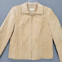 Yvonne Marie Women Leather Jacket Size 10 Tan Suede Full Zip Classic Long Sleeve - £27.60 GBP