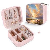 Leather Travel Jewelry Storage Box - Portable Jewelry Organizer - Watering Hole - £12.33 GBP