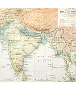 1916 Map India Indo China Tibet Plateau Physical Political Boundaries DWSS9 - $549.13 MXN