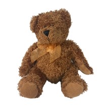 Brown Photo Teddy 8 in. Plush Teddy Bear Orange Organza Bow - £8.75 GBP