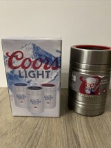 Coors Light Silver Bullet Beer Can Koozie Coozie Stainless Steel Red RARE NEW - £34.74 GBP