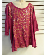 Style &amp; Co Woman New Womens True Magenta Sequins Blouse PXL Petite XL Shirt - $38.61