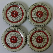 Set of 4 Vintage Tin Lithographed Balloon Dunlop Cord Toy Wheels Tires 901x135 - £22.38 GBP