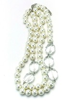Vintage Two Strand Hand Knotted Pearl Faceted Glass Bead Necklace - £15.02 GBP