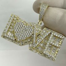 4.50 CT Baguette Cut Simulated Diamond Unique Pendant 925 Silver Gold Plated - £243.02 GBP
