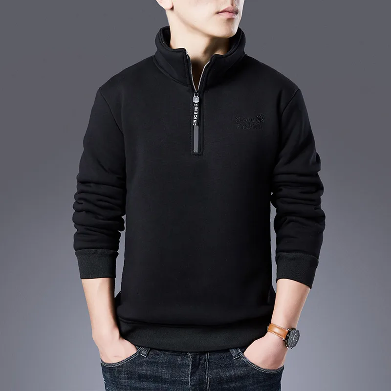  New Winter Zip Up Men&#39;s Warm Sweatshirts Black Grey Cotton Casual Thicken Fleec - £168.82 GBP