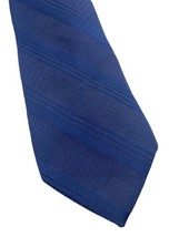 Vintage Wemlon Wembley Tie Necktie 70s Blue Skinny Textured Stripe Solid Color - £29.43 GBP