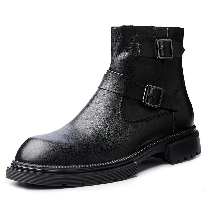 Leather Ankle Boots Mens Army Shoes Men Men Boots hide Fashion Combat Boots Brit - £224.35 GBP