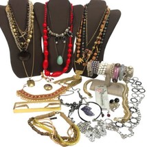 Costume Jewelry Lot 3+ Lbs Boho Statement Vintage To Mod Rhinestone Luci... - $49.45
