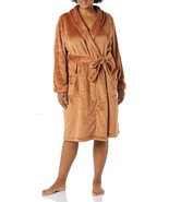 Amazon Essentials Women&#39;s Mid-Length Plush Robe Soft Brown Plus Size XXL - $352.27 MXN