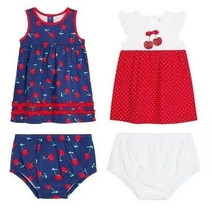 Koala Baby ~ Dress Set Cherries Pattern 2-Pack Pull Over Dresses &amp; Diaper Covers - £17.93 GBP