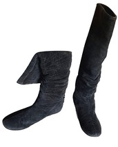 Authentic Dior Womens Mid Calf Ruched Black Suede Boots SZ37 - $99.00