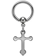 Dangling Budded Cross Stainless Steel Captive Beaded Ring Piercing - $13.02 CAD
