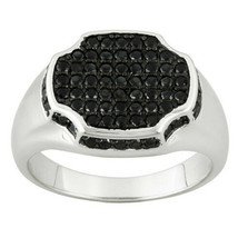 4Ct Round Black Spinel Cluster Band Ring 14k White Gold Over 925 Sterling Silver - £103.72 GBP