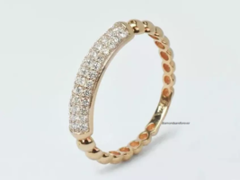 10K Rose Gold Micro Pave 0.30CT Real Diamond Wedding Half Eternity Women&#39;s Ring - £963.27 GBP