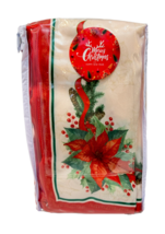 Poinsettia Ribbon Christmas Napkin Set (6) 20 x 20" Polyester Fabric - $11.88