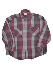 St Johns Bay Flannel Shirt Men XL Maroon Plaid Heavyweight Cotton Distressed Vtg - £20.40 GBP