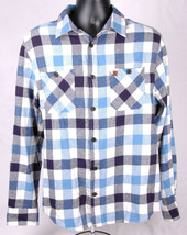 COLEMAN Flannel Shirt-L-Blue White Plaid-Outdoor-Long Sleeve-NWT - £37.21 GBP